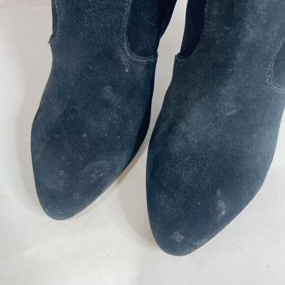 Veronica Beard Olivia Boots Black Suede Nuback Mid Calf Heeled Boots Size 6 - Picture 6 of 9